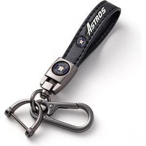 Houston Astros MLB Keychain Black Leather Swivel  Holder Gunmetal Hardware